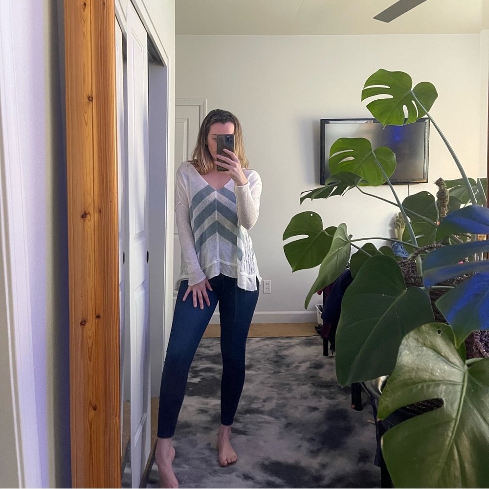 Oat and Mint Green Striped Sweater  ( En Creme Brand)